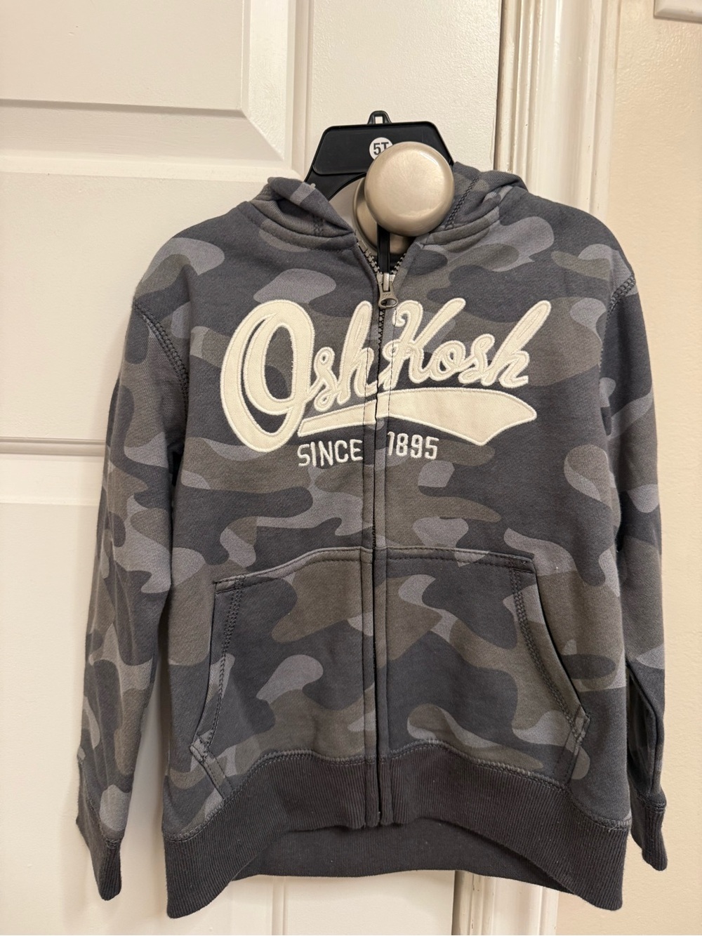 OshKosh Boys' Gray Camo Zip-Up Hoodie